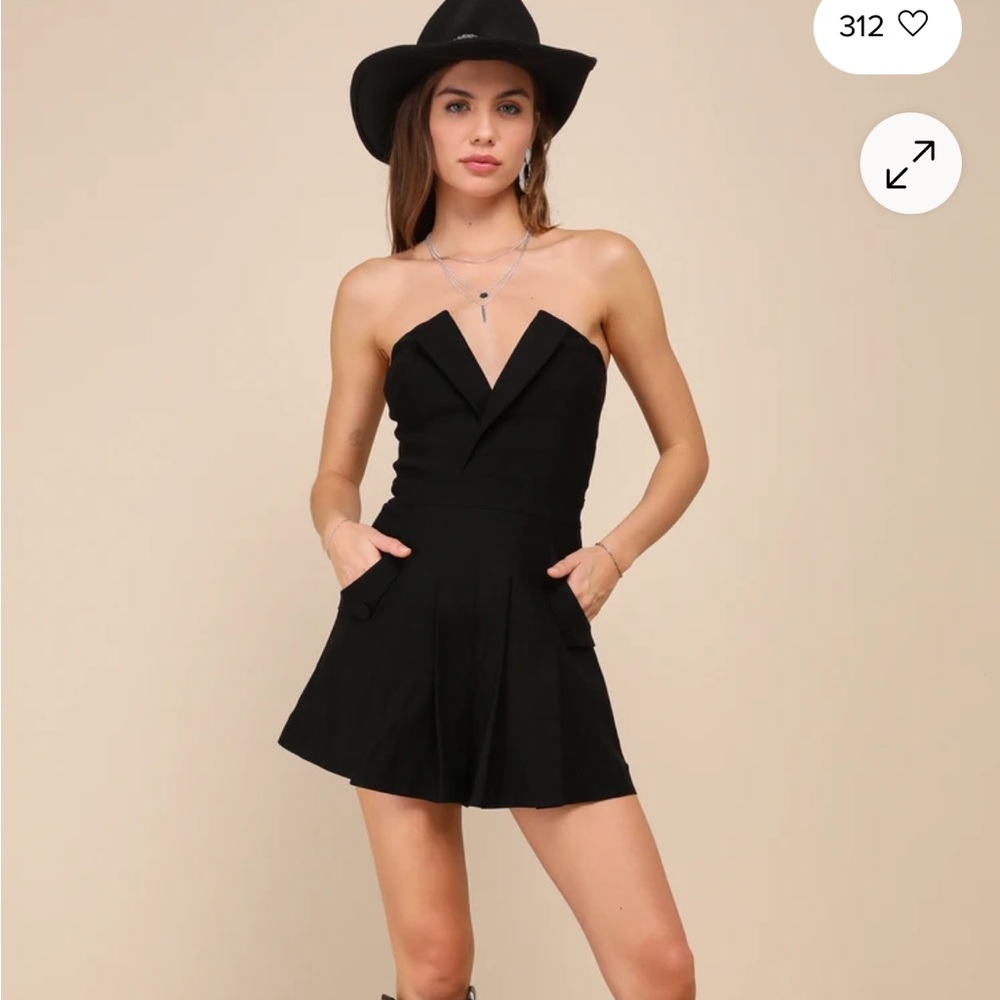 Lulu's Unique Charisma Black Pleated Strapless No… - image 1